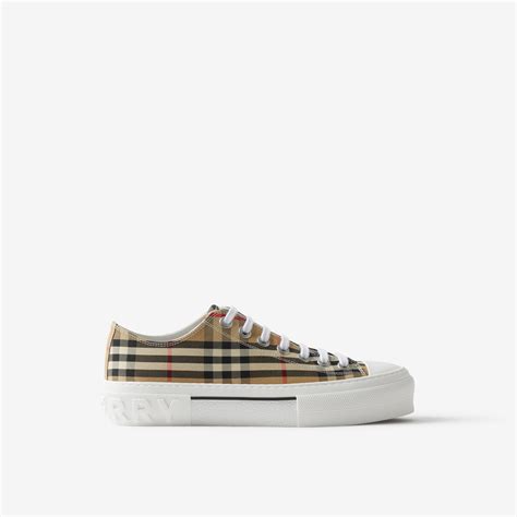 burberry leather and check cotton sneakers|burberry check cotton arthur sneakers.